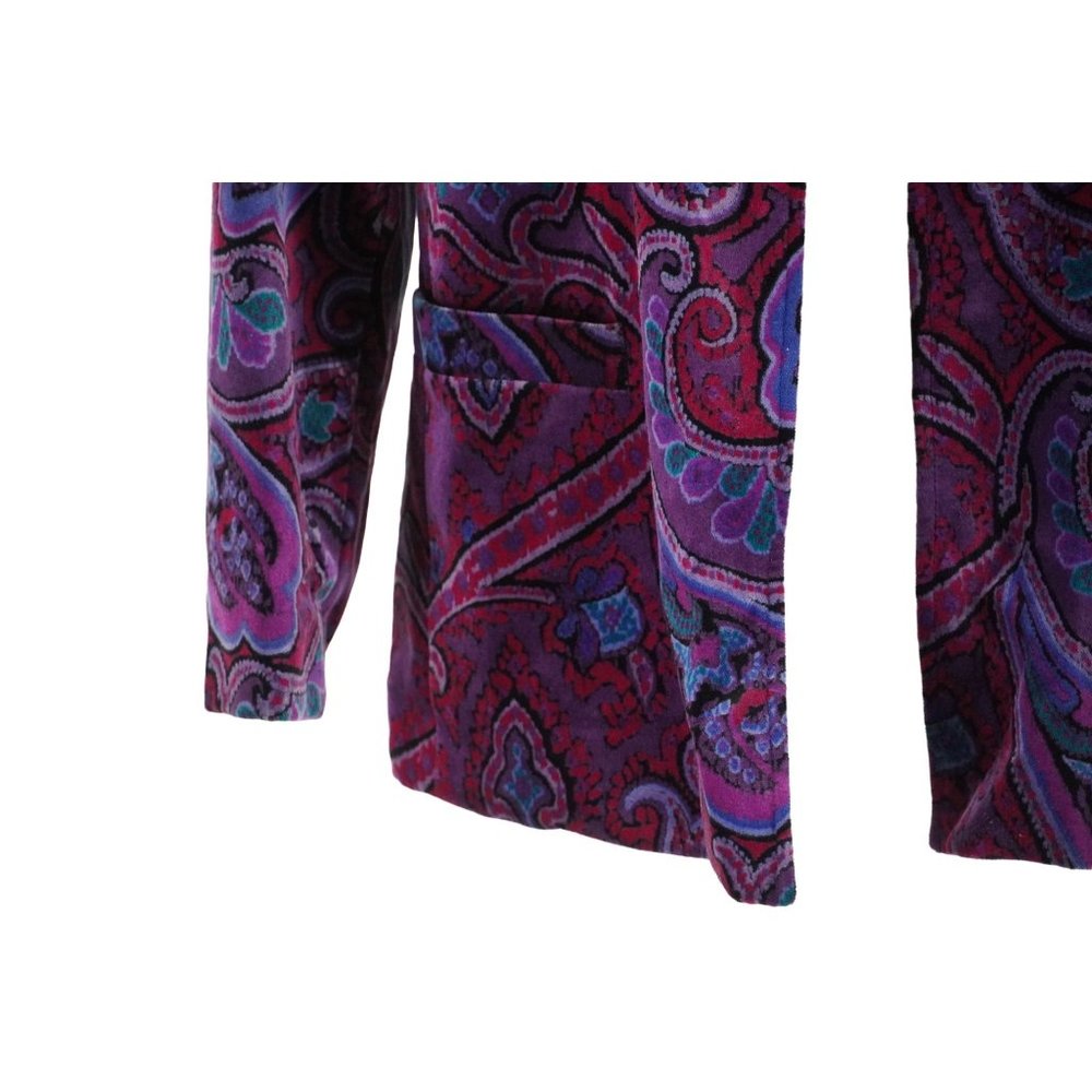 Purple Paisley Velour Blazer Womens 10 Tan Jay Jacket Vintage Oui Petites Nygard - Picture 6 of 10